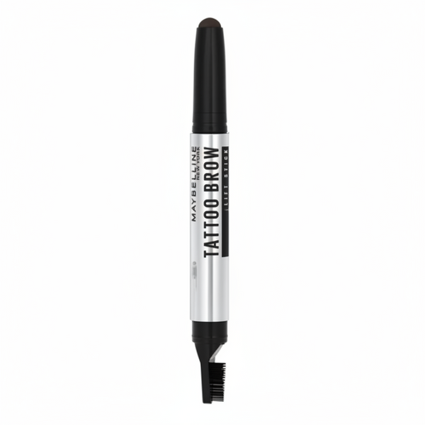 Maybelline Tattoo Brow Lift Stick in 05 Black Brown featuring a brow styling stick with a creamy formula for shaping, filling, and defining brows.