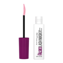 Close-up of Maybelline The Falsies Lash Mask Overnight Conditioning Mask showcasing the brush applicator and lightweight conditioning lash formula.