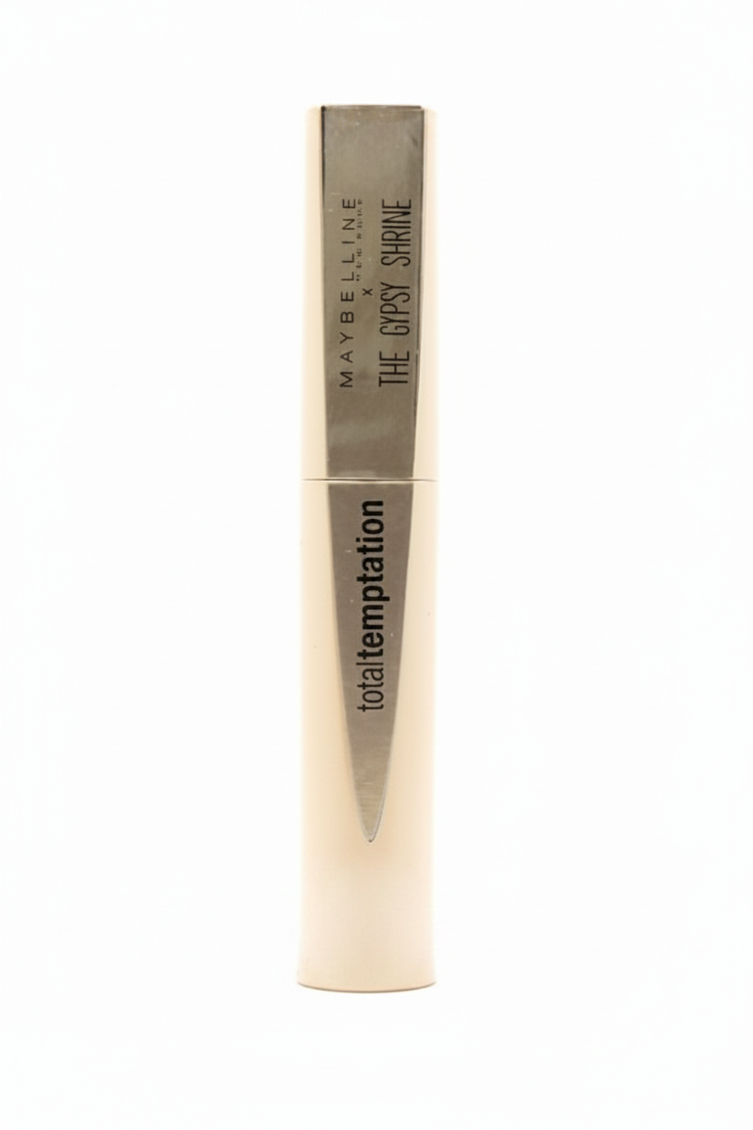 Maybelline Total Temptation x The Gypsy Shrine Mascara in Black featuring a buildable volumizing mascara with a soft-bristle brush for fuller-looking, defined lashes.
