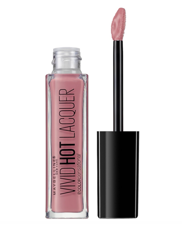 Maybelline Vivid Hot Lacquer Lipstick in shade 66 Too Cute with vibrant color and a high-shine lacquer finish.