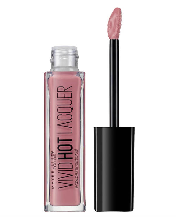 Maybelline Vivid Hot Lacquer Lipstick in shade 66 Too Cute with vibrant color and a high-shine lacquer finish.
