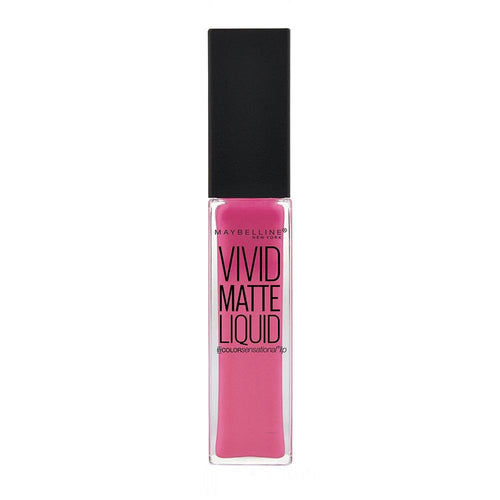 Maybelline Vivid Matte Liquid Lipstick in shade 20 Coral Courage displayed in its sleek tube, featuring a creamy liquid formula with a vibrant matte finish.