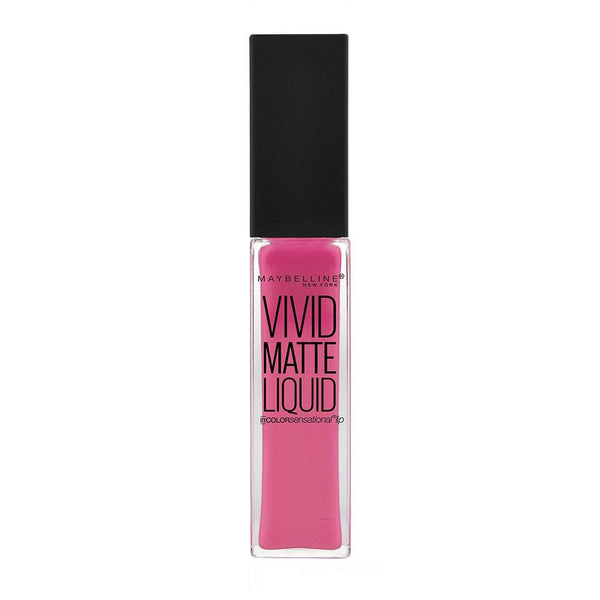 Maybelline Vivid Matte Liquid Lipstick in shade 20 Coral Courage displayed in its sleek tube, featuring a creamy liquid formula with a vibrant matte finish.