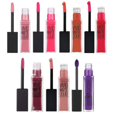 Swatches of Maybelline Vivid Matte Liquid Lipstick in shade 20 Coral Courage showcasing its vibrant coral color, creamy texture, and comfortable matte finish.