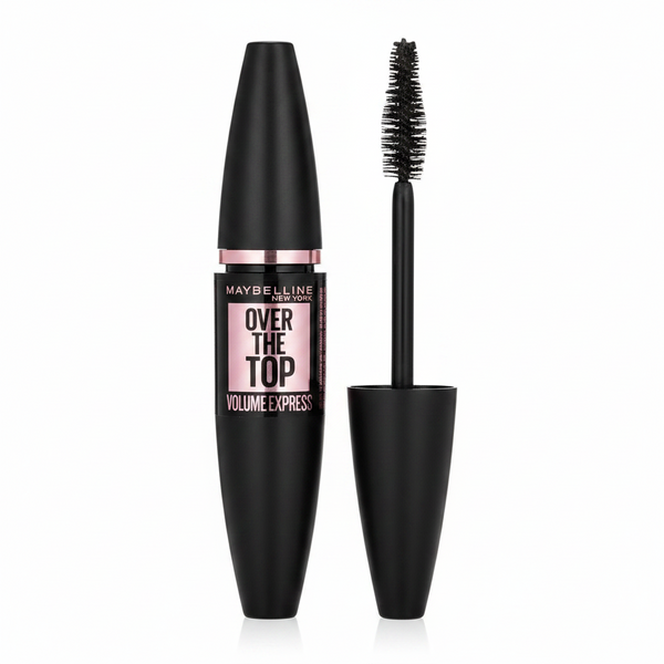 Maybelline Volum' Express Mascara in Over The Top featuring a volumizing mascara with a full brush for bold, fuller-looking lashes and buildable definition.