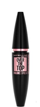 Close-up of Maybelline Volum' Express Mascara in shade Over The Top showcasing the oversized mascara wand designed to evenly coat and volumize every lash.