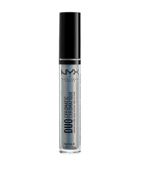NYX Duo Chromatic Shimmer Lip Gloss in shade 07 Day Club with a multidimensional shimmer and high-shine finish.