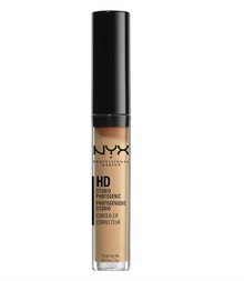 NYX HD Studio Photogenic Concealer in shade 6.5 Golden shown with the applicator removed, highlighting its smooth liquid formula and precision doe-foot applicator.