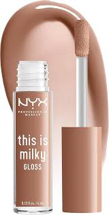 NYX This Is Milky Lip Gloss in Cookies and Milk featuring a nourishing formula that leaves lips soft, smooth, and beautifully glossy.