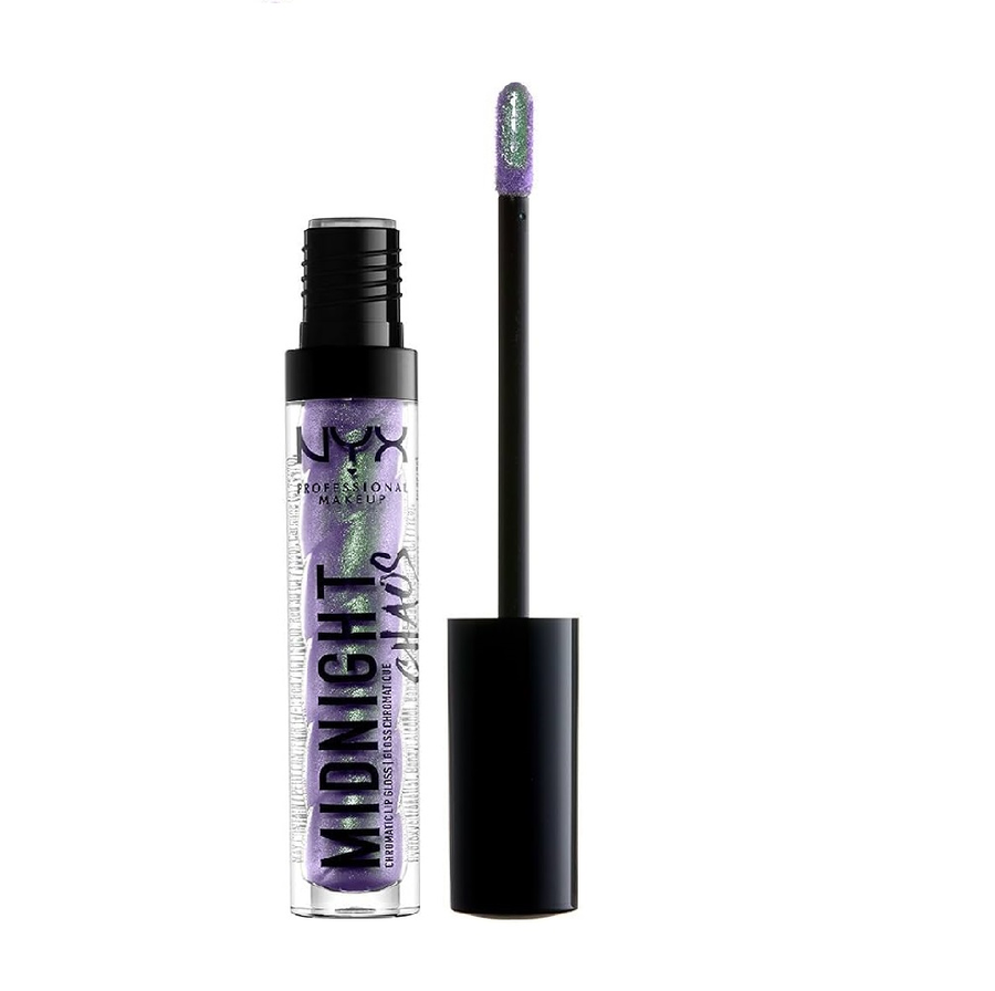NYX Professional Makeup Chromatic Lip Gloss in shade 02 Pastel Comet with a shimmering iridescent finish and high shine.