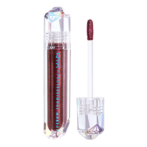 NYX Professional Makeup Diamond & Ice Lip Topper in shade 01 Power Trip displayed in its tube, featuring a shimmering lip topper for adding sparkle to the lips.