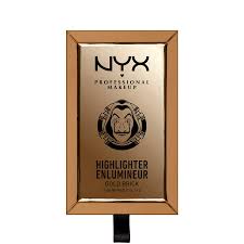 NYX Professional Makeup La Casa De Papel Highlighter in shade 01 Gold Brick with a silky formula and radiant golden glow.