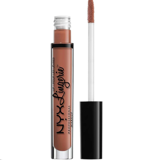 NYX Professional Makeup Lingerie Liquid Lipstick in 04 Ruffle Trim displayed in its sleek tube, featuring a smooth liquid formula with a soft matte finish.