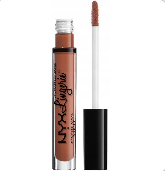 NYX Professional Makeup Lingerie Liquid Lipstick in shade 17 Seduction displayed in its signature tube, featuring a creamy liquid formula with a soft matte finish.
