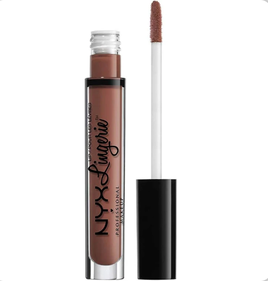 NYX Professional Makeup Lingerie Liquid Lipstick in shade 24 Cabaret Show displayed in its signature tube, featuring a creamy liquid formula with a smooth matte finish.