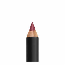 Swatch of NYX Professional Makeup Suede Matte Lip Liner in shade 27 Copenhagen showcasing its deep berry-plum color, smooth texture, and rich pigmentation.