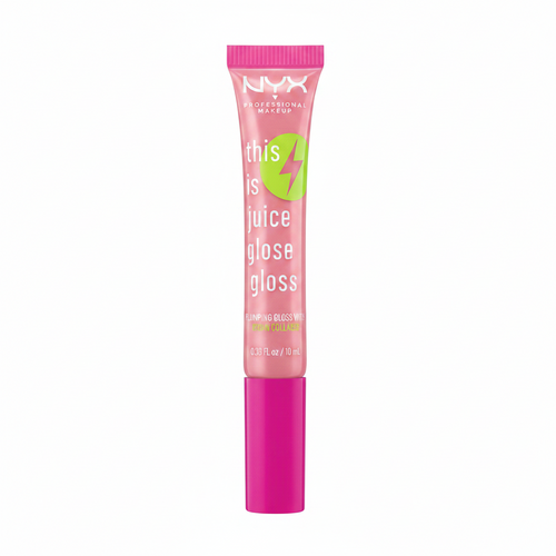 NYX This Is Juice Gloss Electrolyte Infused Color in shade 03 Strawberry Flex with a hydrating formula and a high-shine glossy finish.