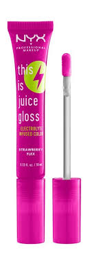 NYX This Is Juice Gloss Electrolyte Infused Color shade 03 Strawberry Flex delivering juicy color with a smooth, non-sticky formula and nourishing hydration.