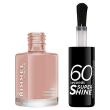 Rimmel London 60 Seconds Super Shine Nail Polish 500 Caramel Cupcake featuring a quick-drying formula with high-shine color.