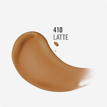 Rimmel Kind & Free Foundation in shade 410 Latte shown with the cap removed, highlighting the liquid foundation and easy-to-use bottle design.