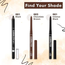 Rimmel Scandal'eyes Eye Define Eyeliner Pencil in shade 002 Chocolate Brown applied along the lash line, highlighting its rich chocolate brown color, precise definition, and smooth finish.