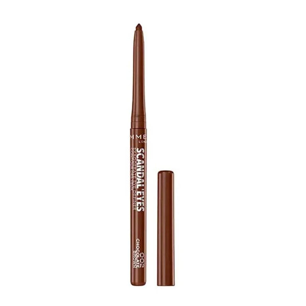 Rimmel Scandal'eyes Eye Define Eyeliner Pencil in shade 002 Chocolate Brown displayed as an eyeliner pencil, featuring a richly pigmented formula for precise eye definition.