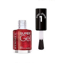 Rimmel London Super Gel Nail Polish 044 Rock N Sparkle Dark Red featuring a smooth, easy-to-apply formula with vibrant color.