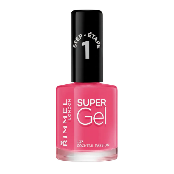 Rimmel Super Gel Step 1 Nail Polish in shade 032 Cocktail with rich color and a glossy gel-like finish.