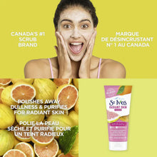 Texture swatch of St. Ives Even & Bright Face Scrub with Pink Lemon & Mandarin Orange showcasing its exfoliating consistency and smooth application.