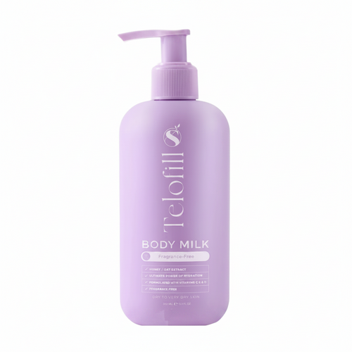 Telofill Body Milk Fragrance Free formulated to provide long-lasting hydration for soft, smooth, and nourished skin.