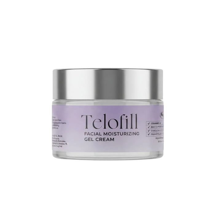 Telofill Facial Moisturizing Gel Cream 50g displayed clearly, highlighting the product packaging, name, size, and hydrating skincare formula.