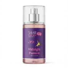 Telofill Midnight Passion Body Mist Travel Size 100ml displayed clearly, highlighting the product packaging, name, size, and fragrance profile.