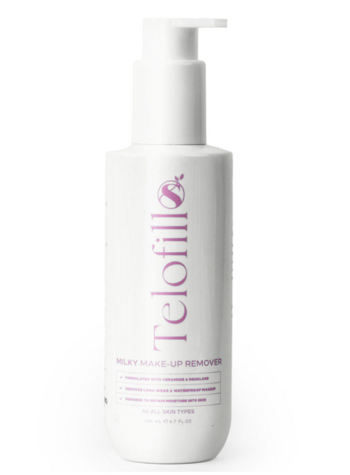 Telofill Milky Makeup Remover for daily skincare, helping remove makeup while keeping skin hydrated and refreshed.