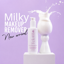 Telofill Milky Makeup Remover 200ml displayed clearly, highlighting the product packaging, name, size, and gentle cleansing formula.