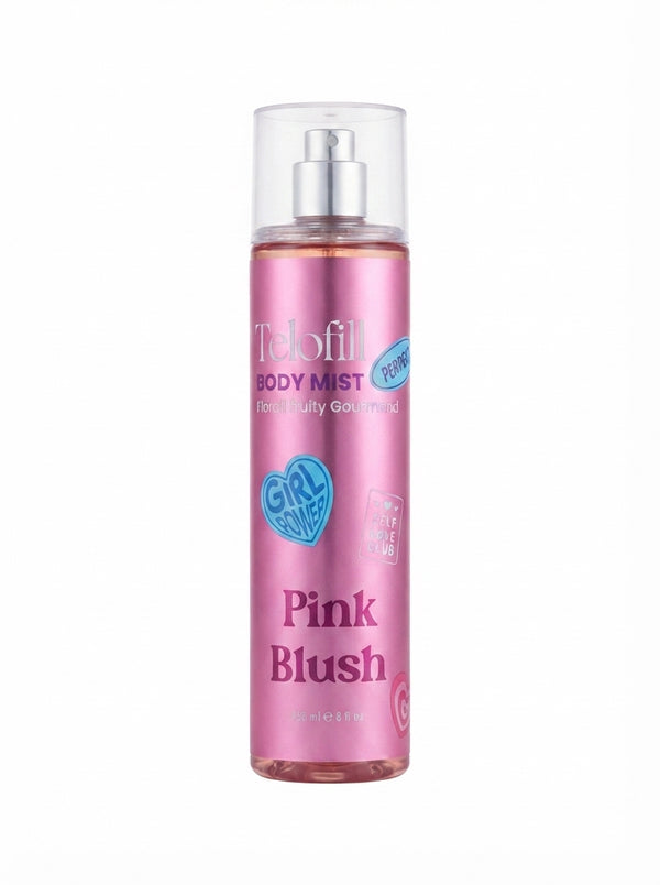 Telofill Pink Blush Body Mist 235ml displayed clearly, highlighting the product packaging, name, size, and fruity feminine fragrance.