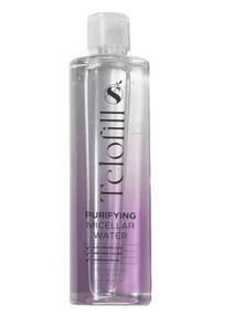 Telofill Purifying Micellar Water formulated to gently remove makeup, dirt, and impurities while cleansing the skin.