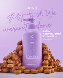 Telofill Body Milk Salted Caramel Drizzle featuring a fast-absorbing formula that leaves skin soft and moisturized.