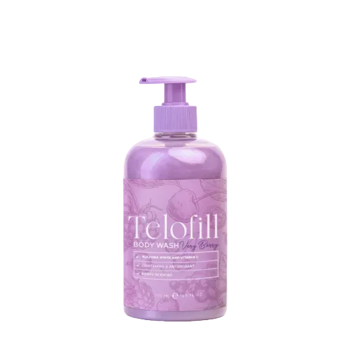 Telofill Very Berry Body Wash formulated to gently cleanse the skin while leaving it feeling soft and refreshed.
