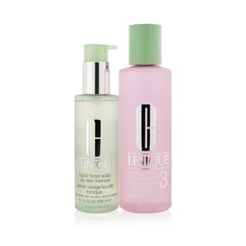Cleansing + Exfoliation Set: Clarifying Lotion 3 400ml/13.5oz + Liquid Facial Soap Oily Skin Formula 200ml/6.7oz - 8COM STORES
