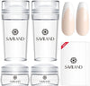 Saviland French Tip Nail Stamp - 4PCS Nail Art Stamper Kit Clear Silicone Nail Stamping Long & Short Jelly Stamper for Nails with Scrapers Nail Stamper Kit